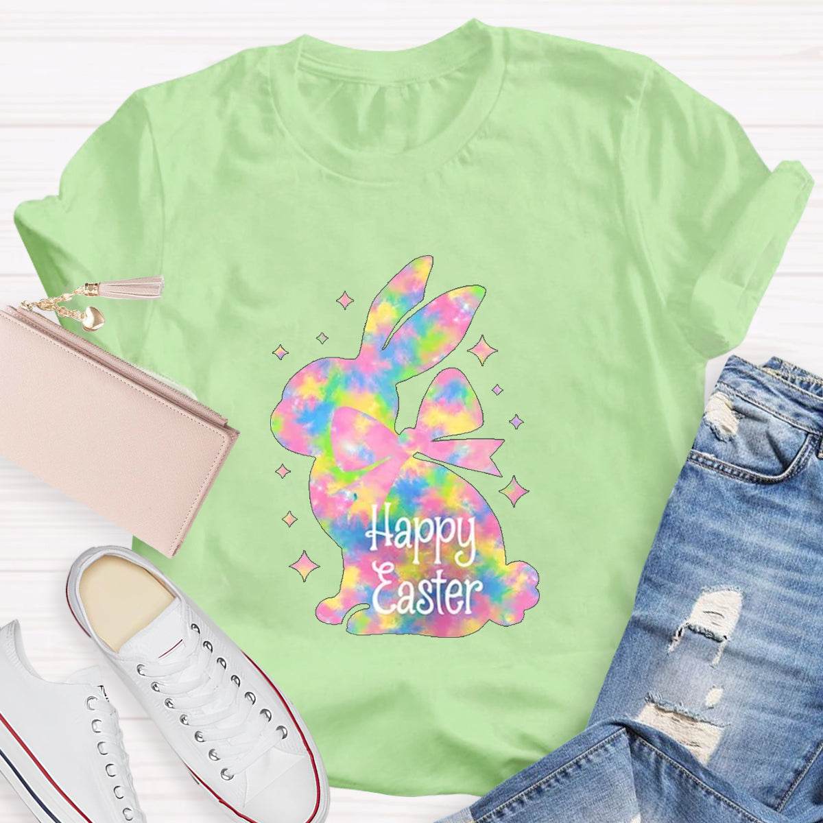 Happy Easter Colorful Bunny Teacher T-Shirt