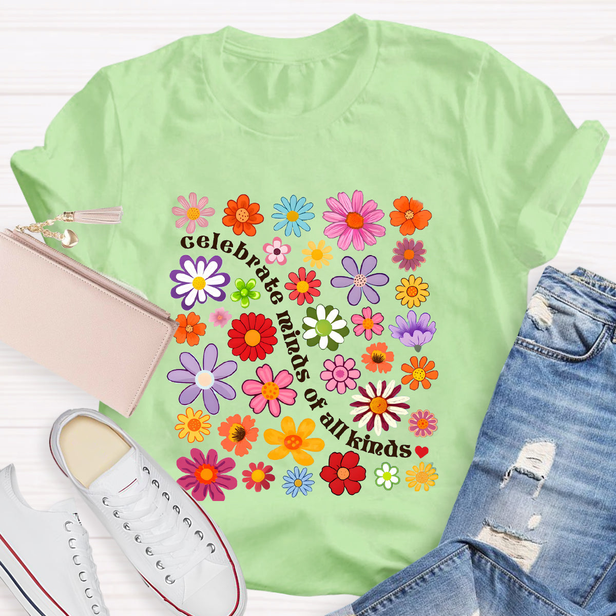 Floral Celebrate Minds of All Kinds T-Shirt