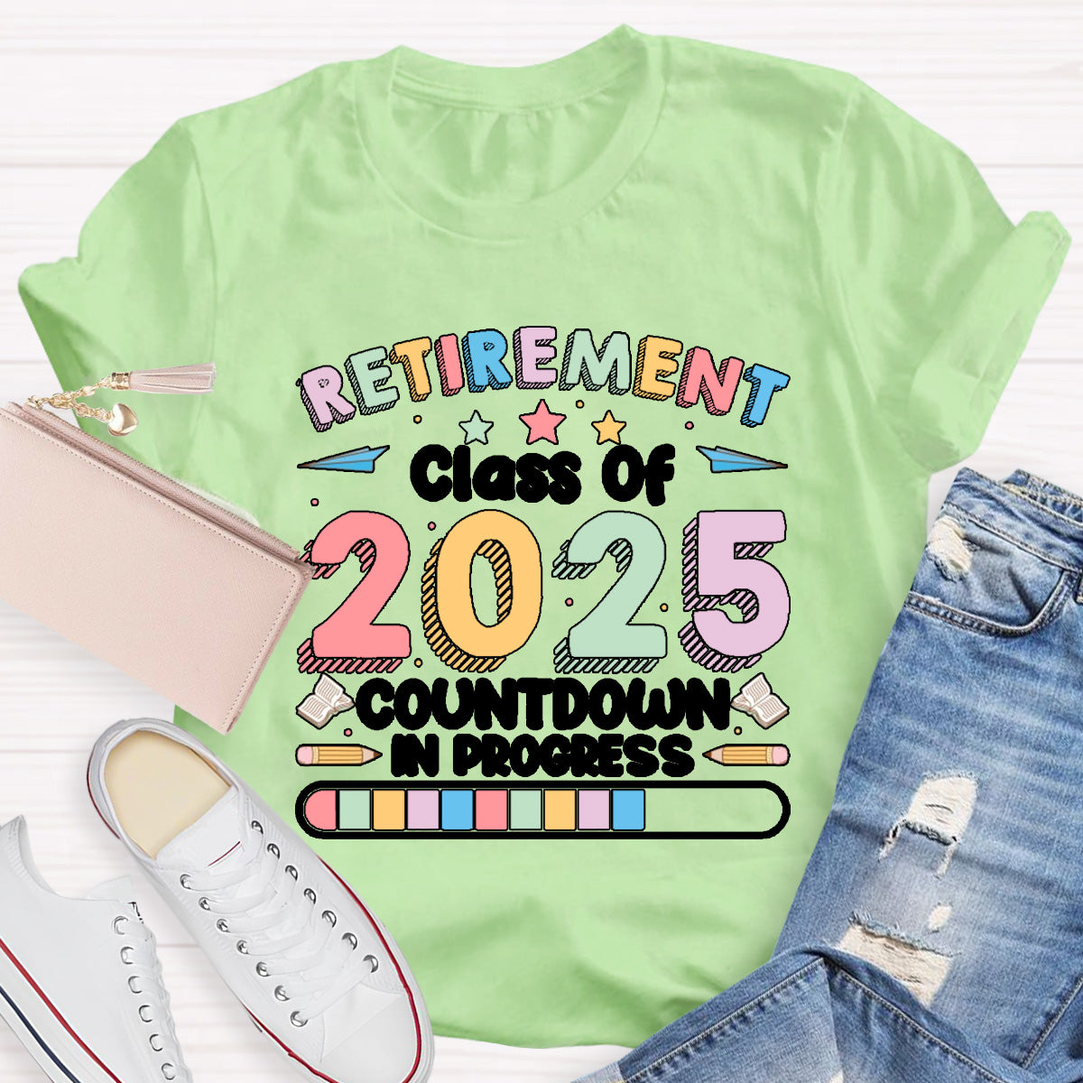 Personalized Year Countdown In Progress Teacher T-Shirt