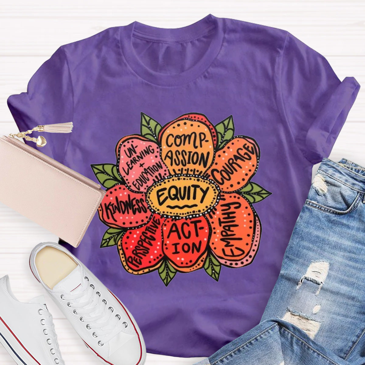 Action Kindness Equity Teacher T-Shirt