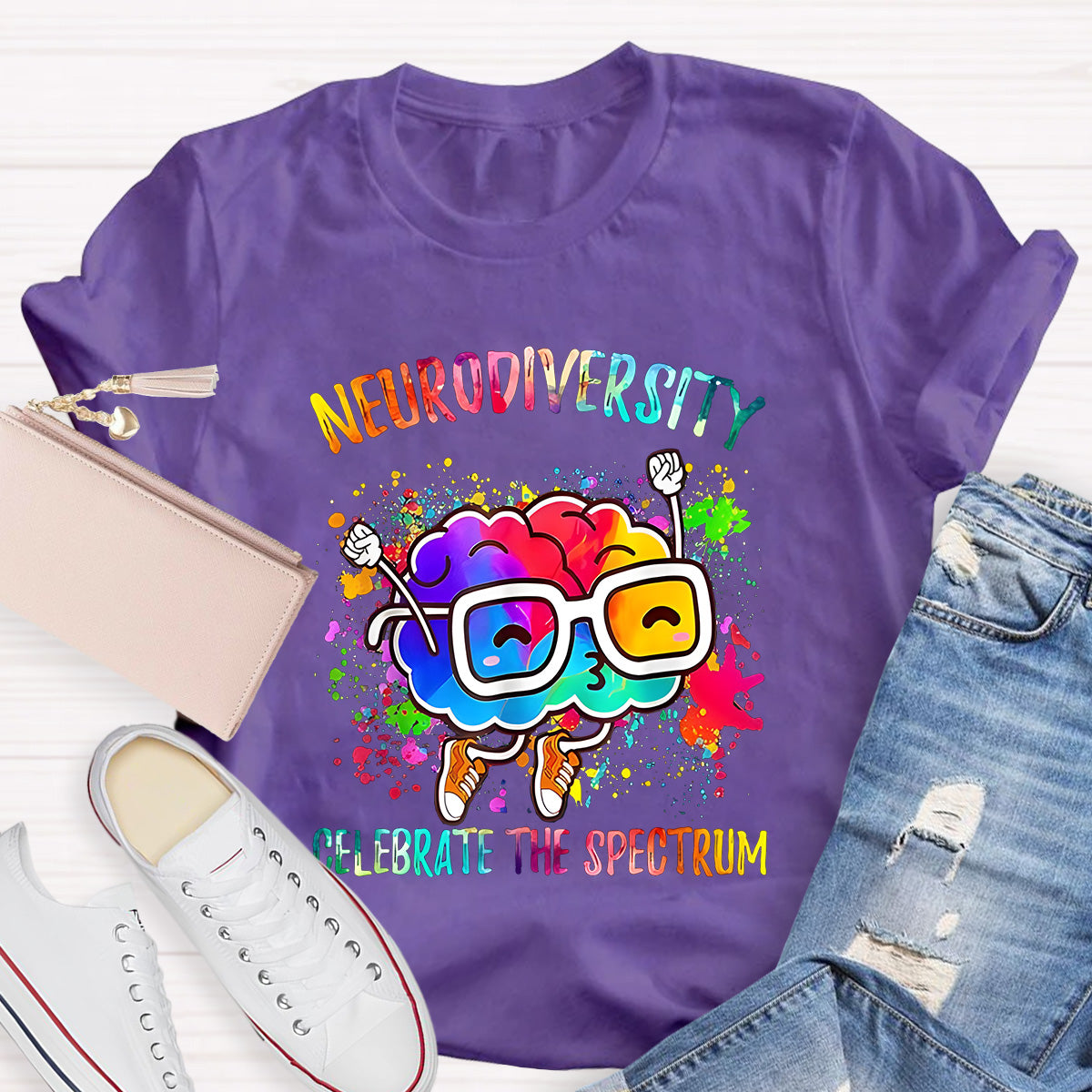 Neurodiversity Celebrate The Spectrum Teacher T-Shirt