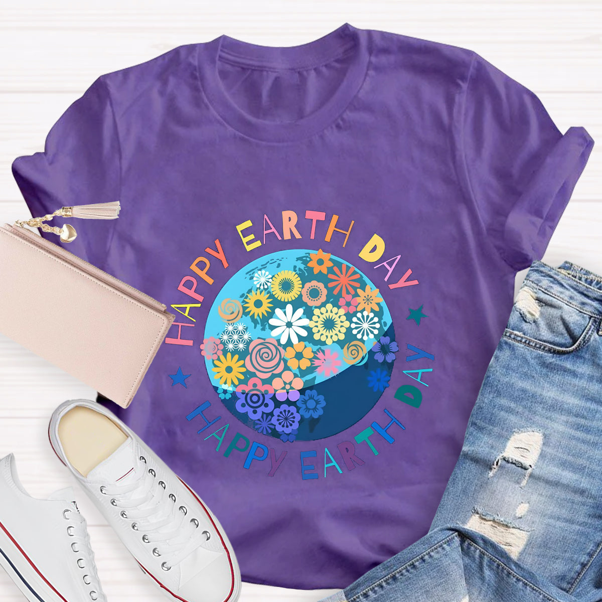 Happy Earth Day Floral Earth T-Shirt