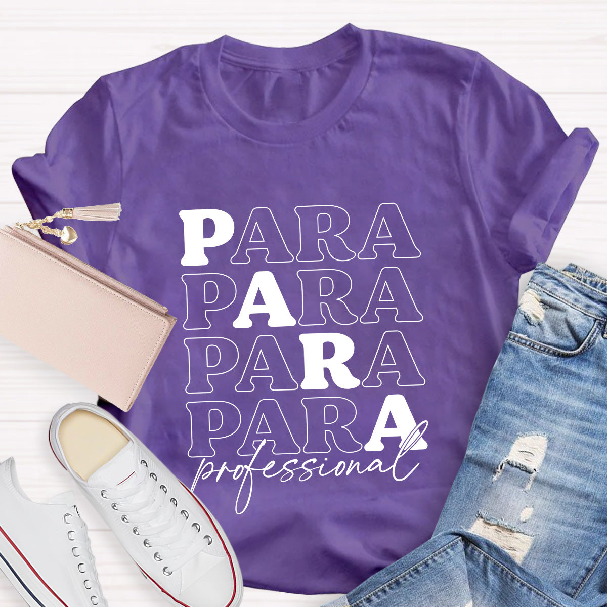 Para Profession Black Letters Teacher T-Shirt