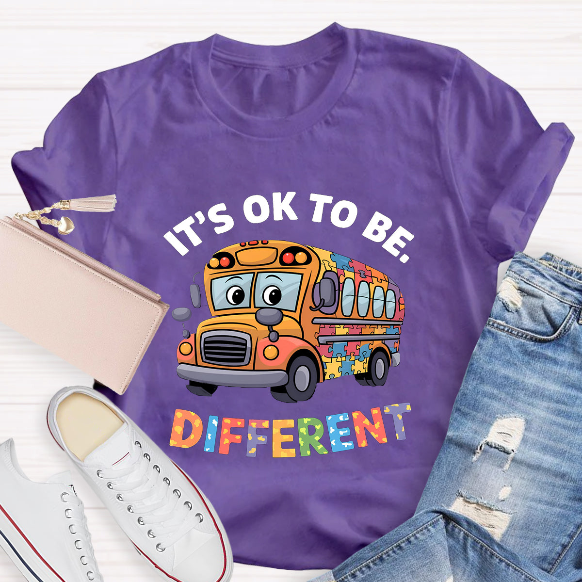It's OK To Be Different School Bus Teacher T-Shirt