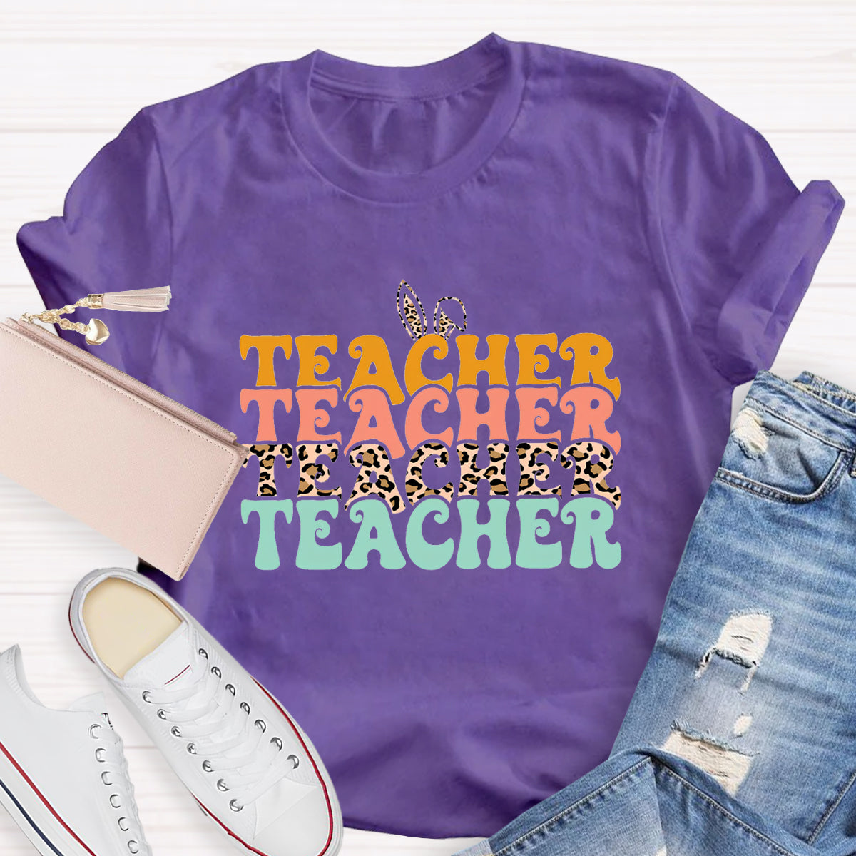 Easter Leopard Easter Teacher T-Shirt