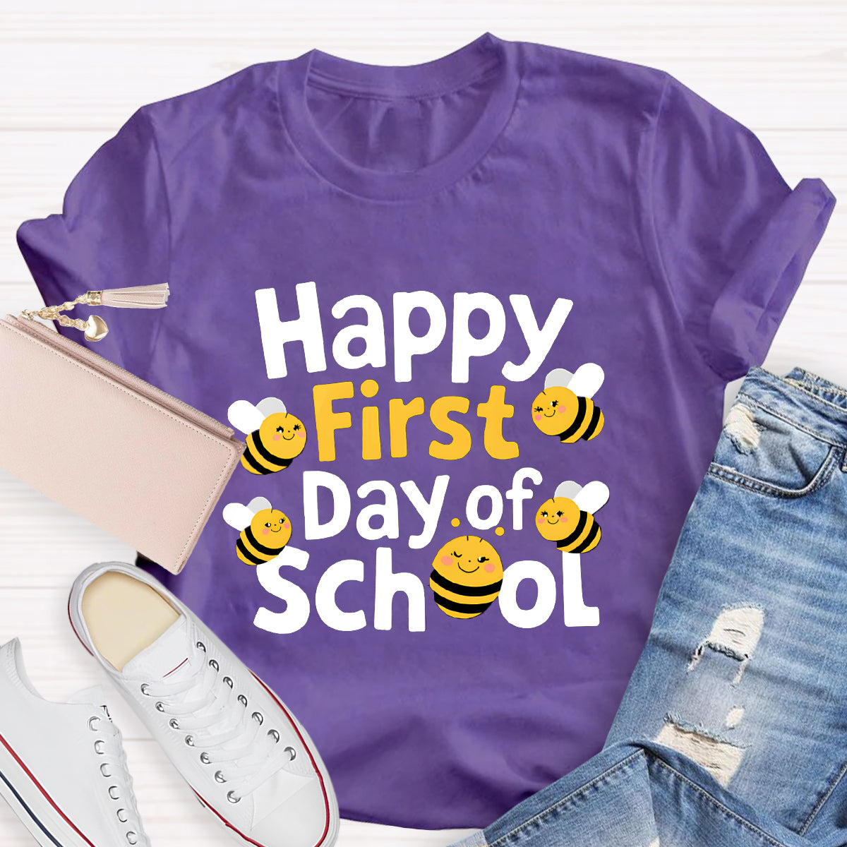 Happy First Day Of School Funny Bee Teacher T-Shirt