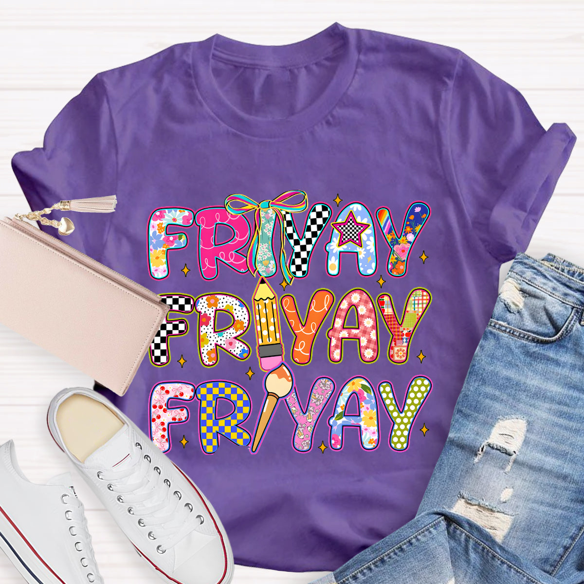 Friyay Star Pencil Teacher T-Shirt