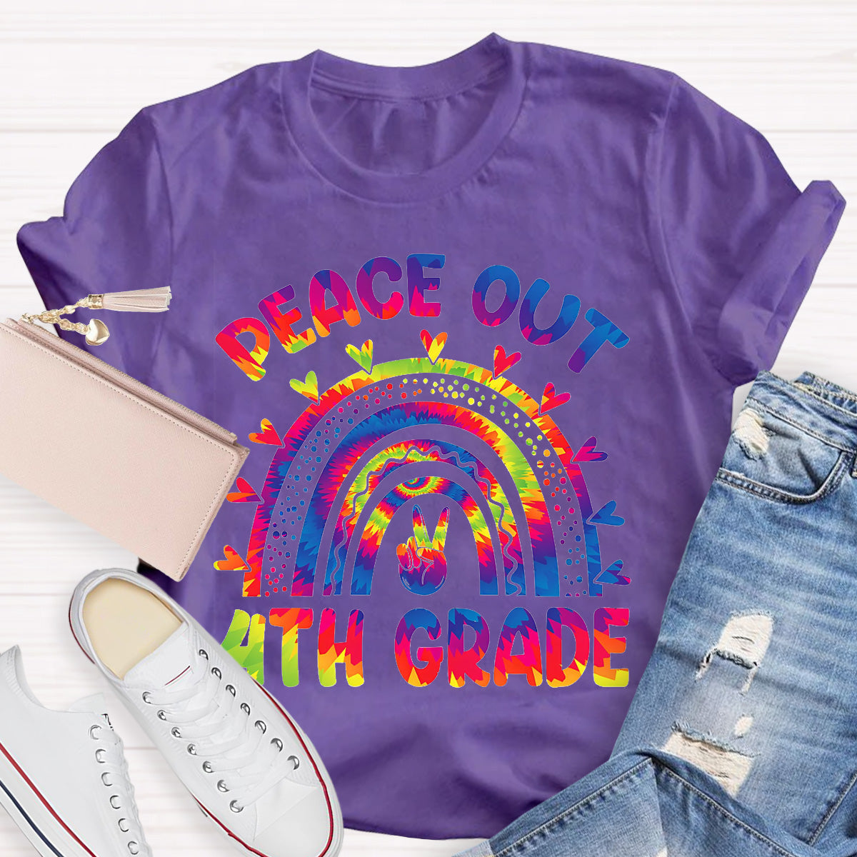 Personalize Grade Peace Out Teacher T-Shirt