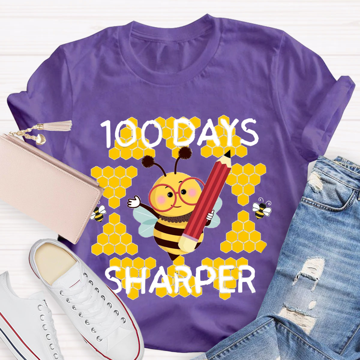 100 Days Sharper Funny Bee T-Shirt