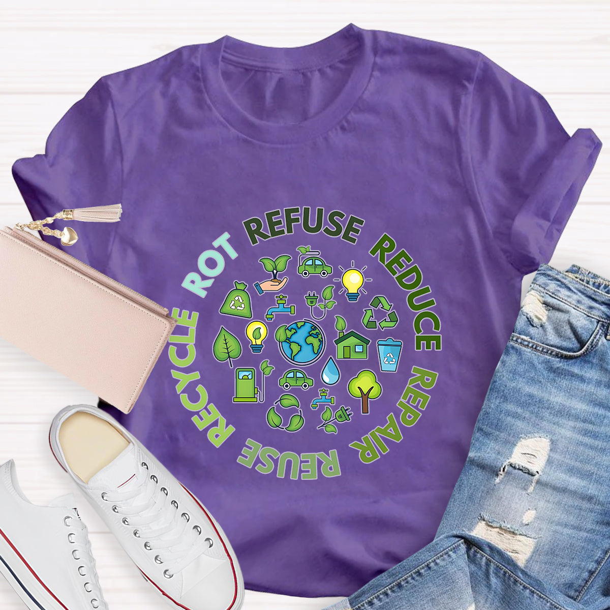 Refuse Reduce Repair Reuse Recycle Rot Earth Day T-Shirt