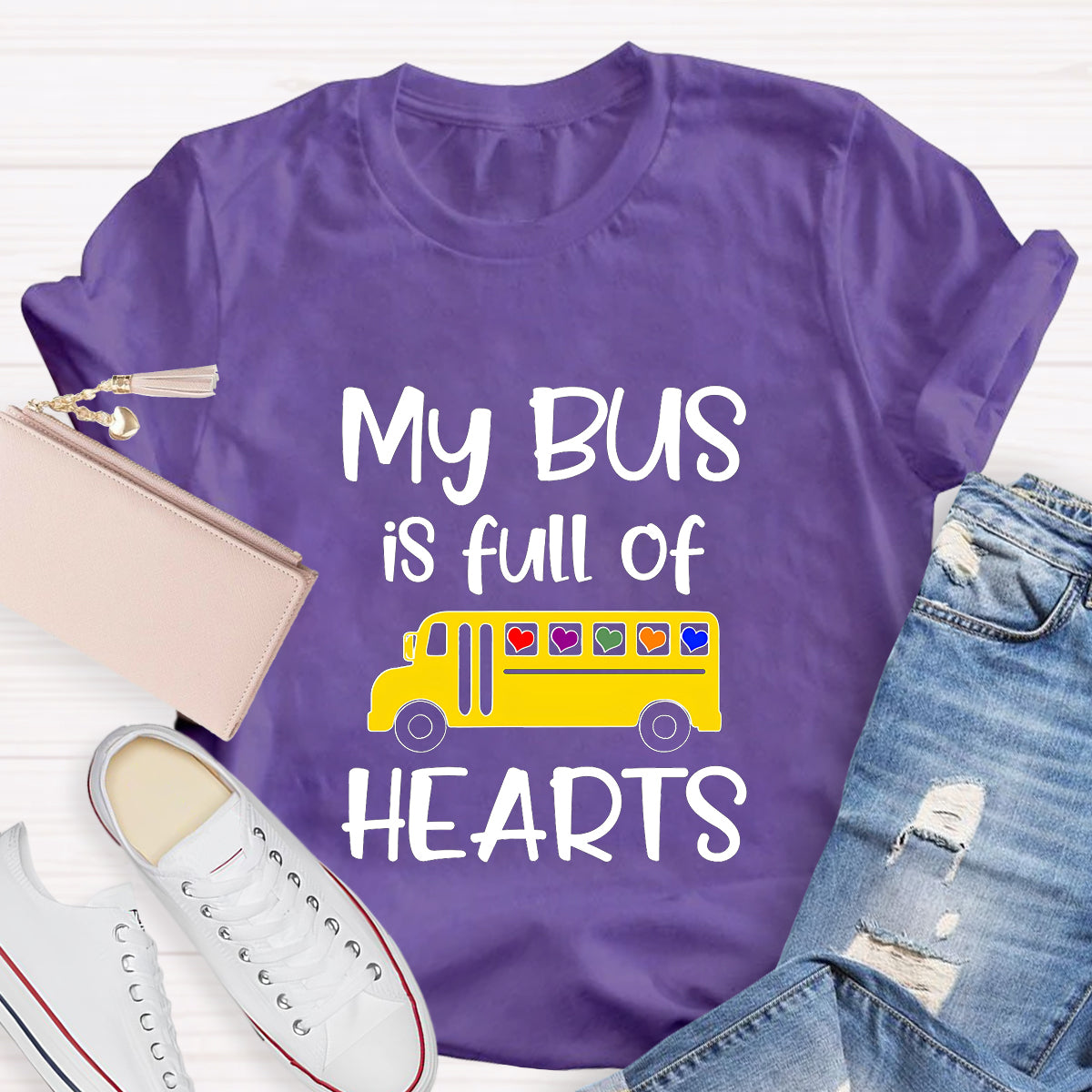 My Bus Is Full Of Hearts Teacher T-Shirt