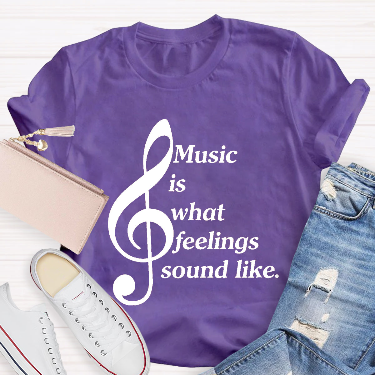 Music Is What Feelings Sound Like Teacher T-Shirt