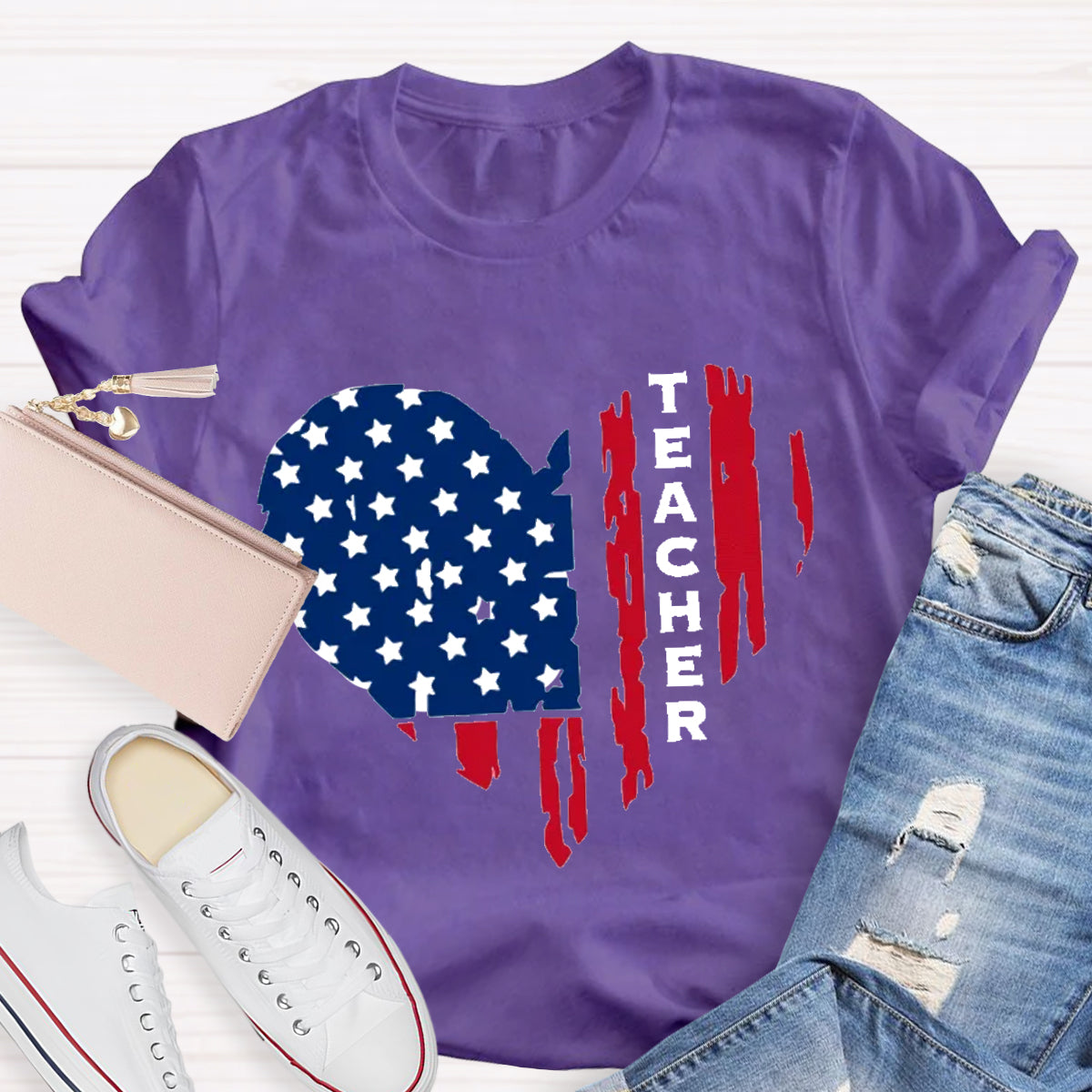 American Teacher Heart Teacher T-Shirt