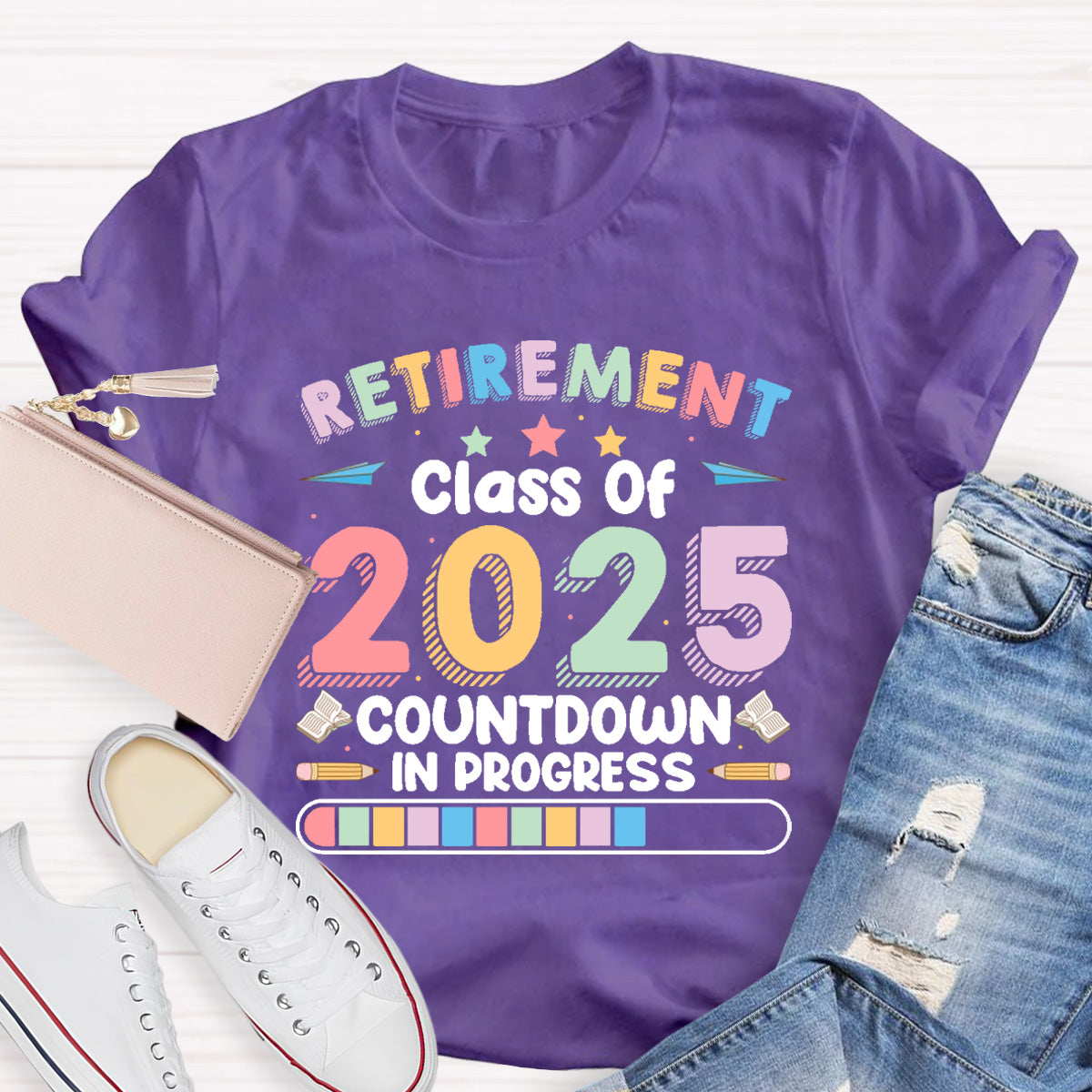 Personalized Year Countdown In Progress Teacher T-Shirt