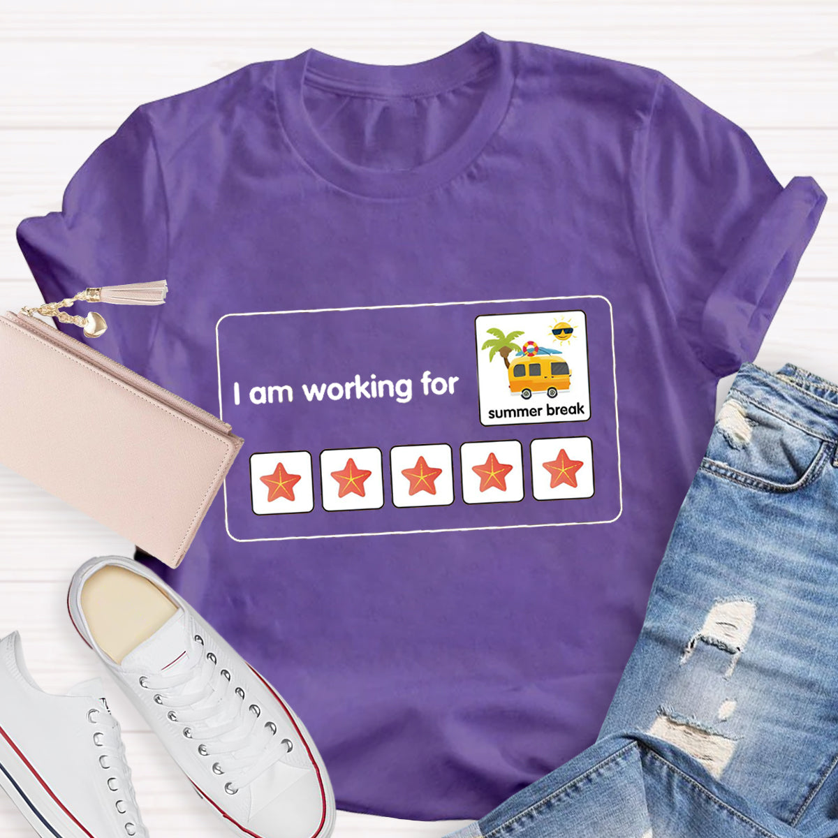 I Am Working For Summer Break School Bus Teacher T-Shirt