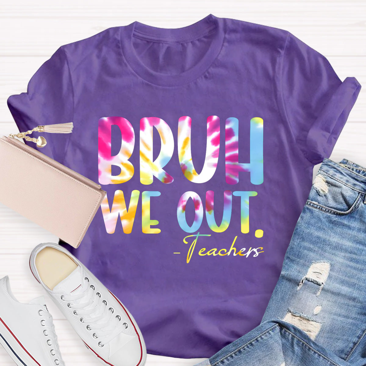 Coloful Bruh We Out Teachers T-Shirt