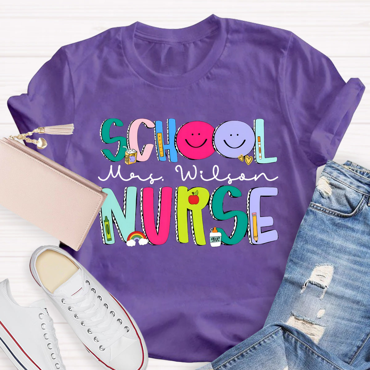 Personalized School Nurse Name Smile To Students T-Shirt