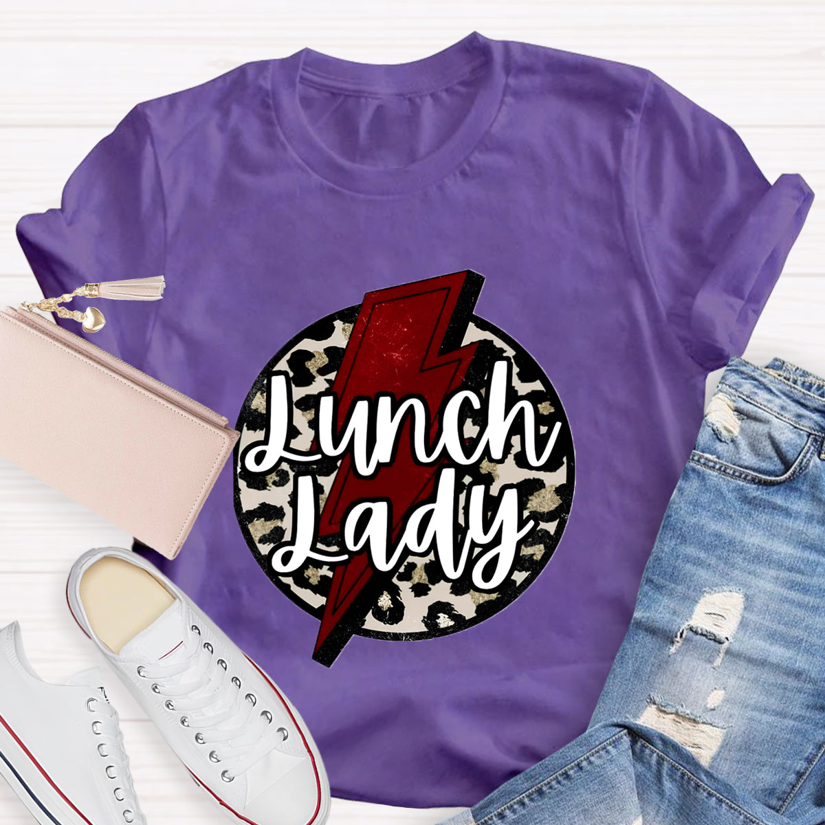 Leopard Printed Lunch lady T-Shirt