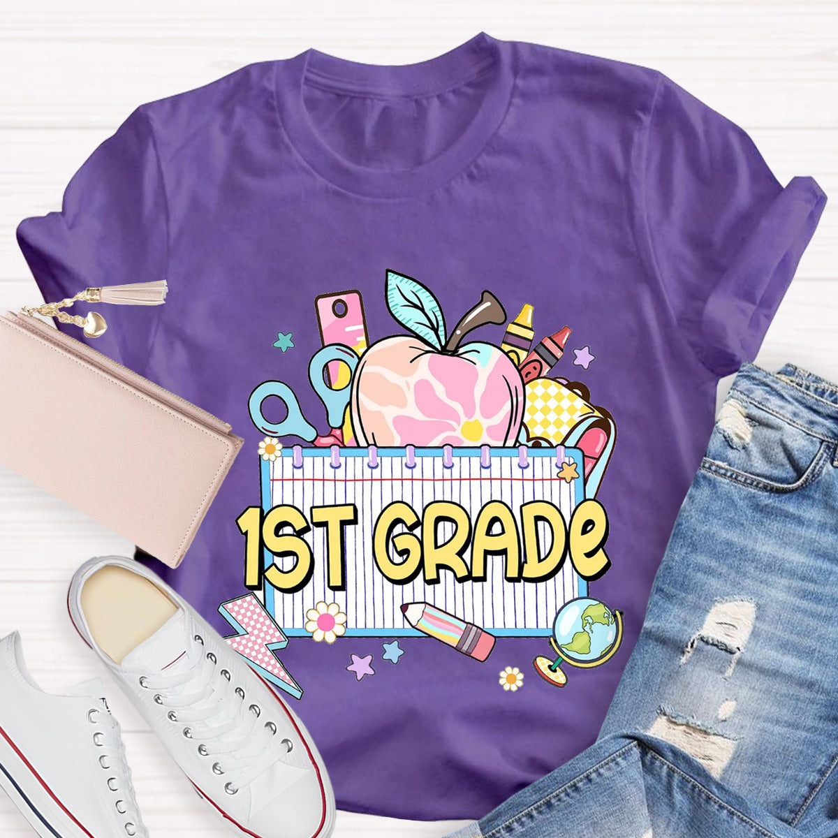 Personalized Grade Teacher Books Apple T-Shirt
