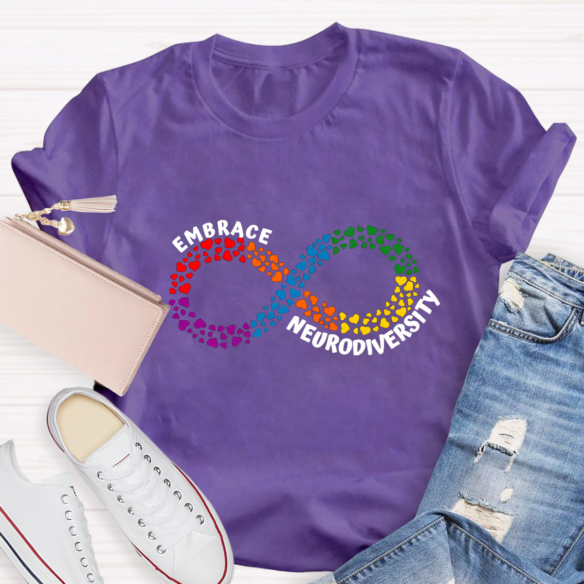 Embrace Neurodiversity Heart Infinity symbol T-Shirt