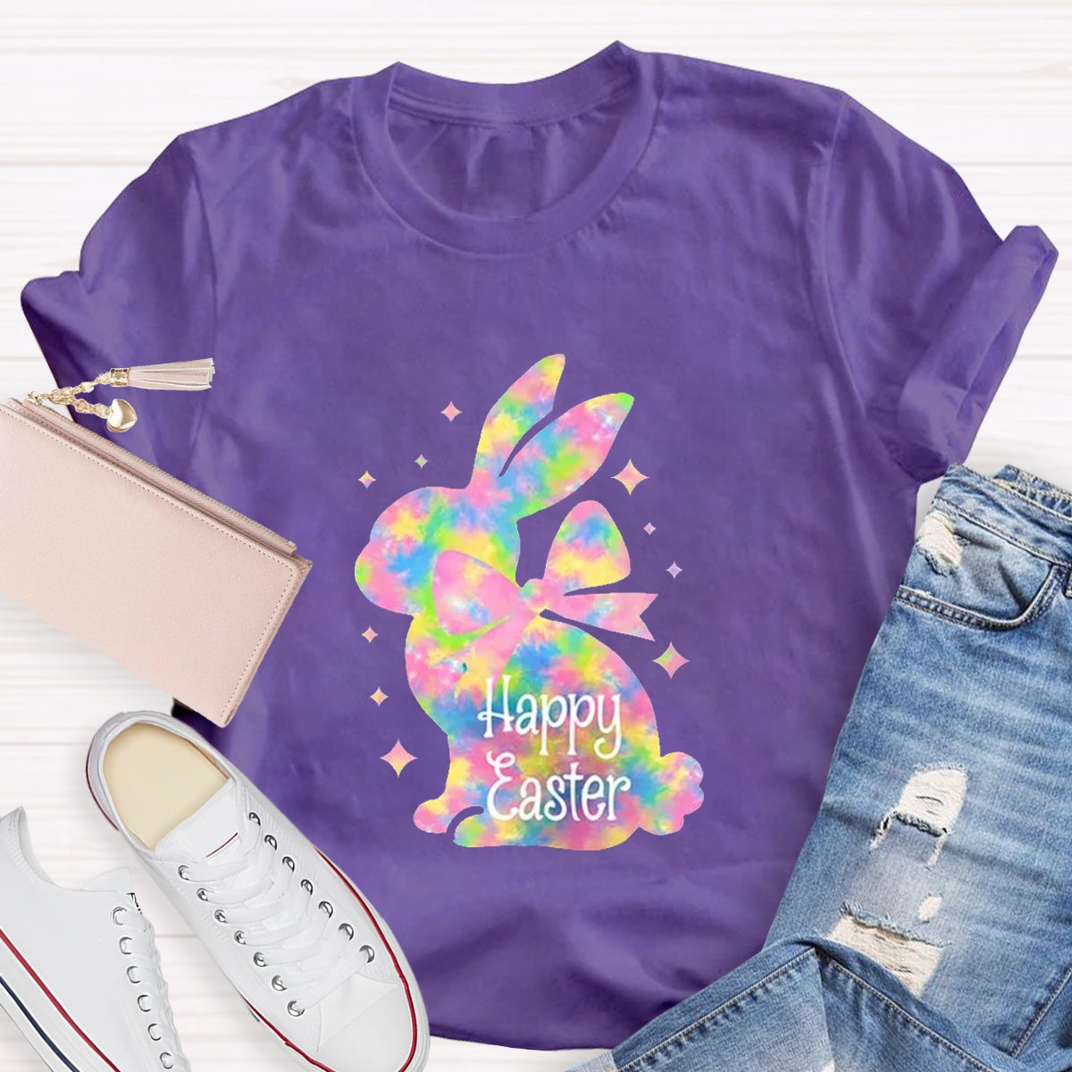 Happy Easter Colorful Bunny Teacher T-Shirt