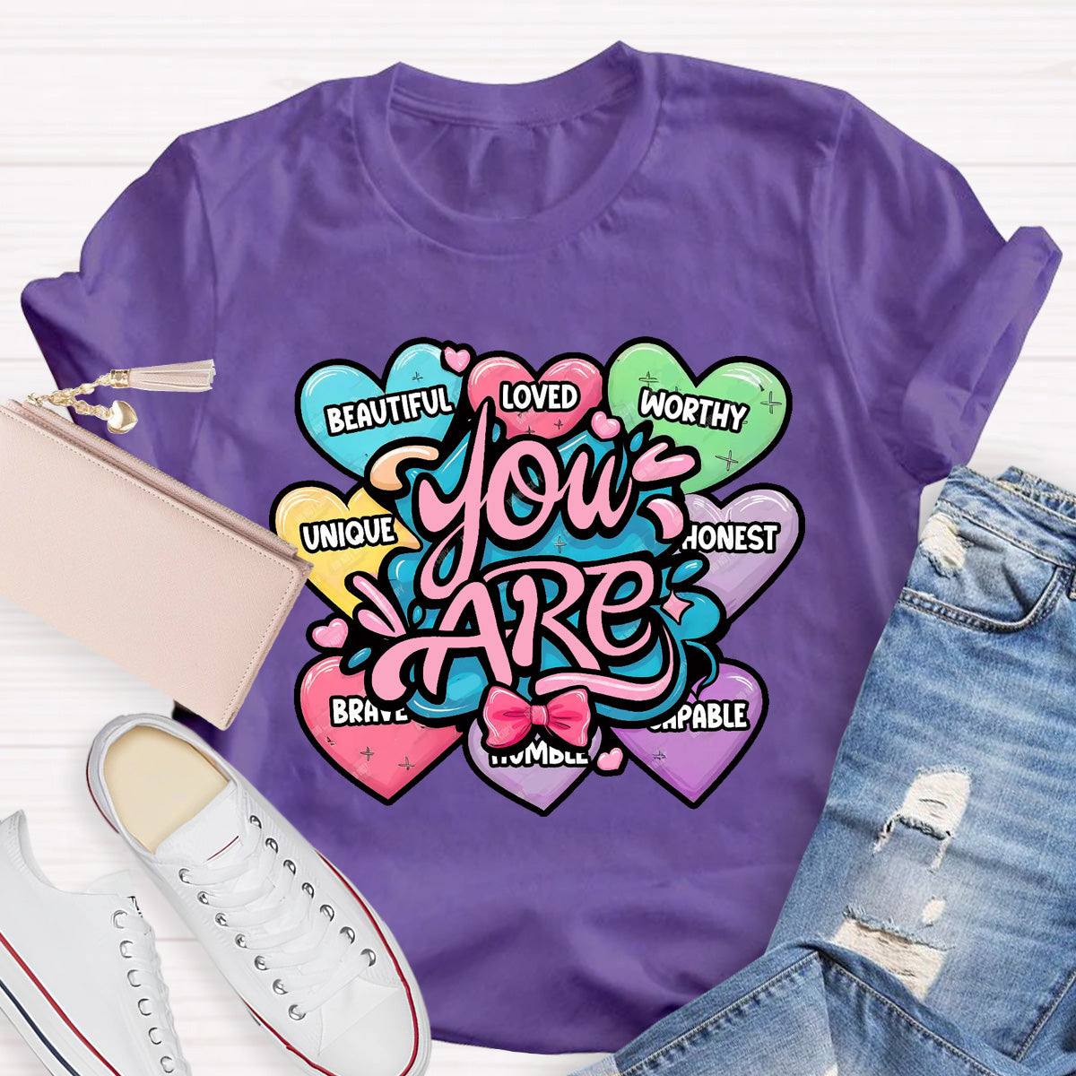 You Are Beautiful Loved Worthy Teacher T-Shirt