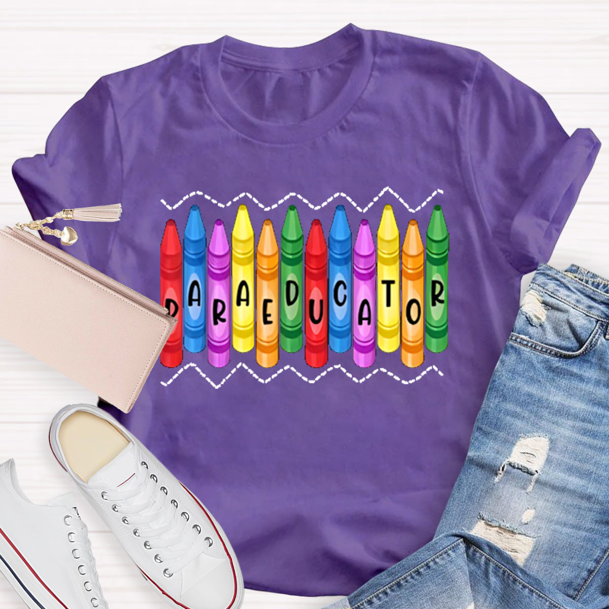 Paraeducator Colorful Pencil Teacher T-Shirt