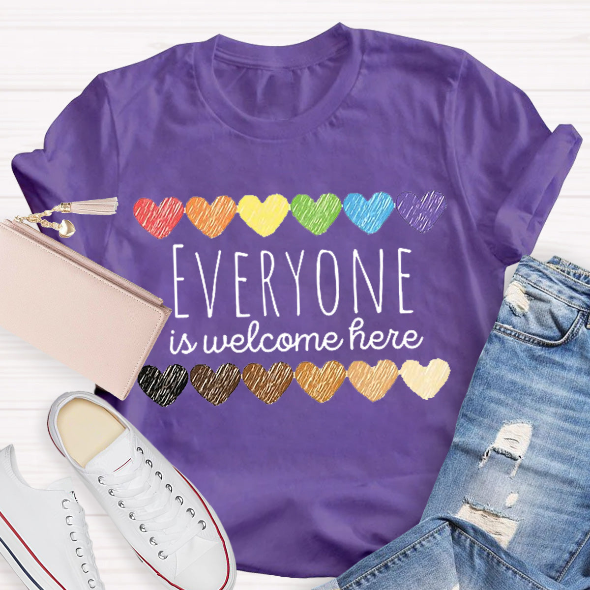 Everyone Is Welcome Here Teacher T-Shirt