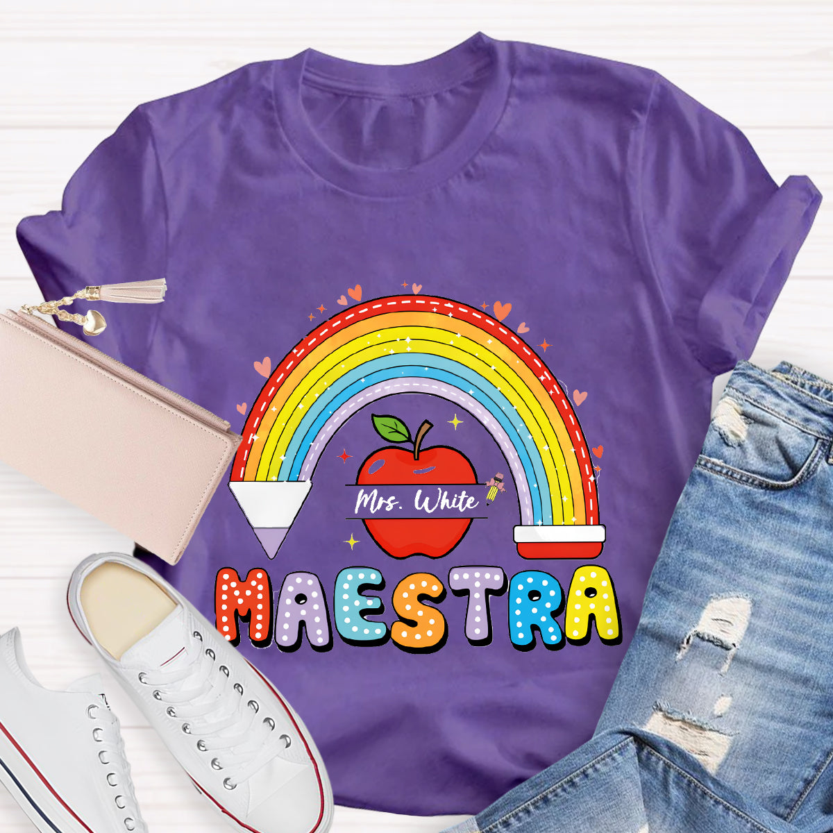 Personalized Name Mrs.White Teacher T-Shirt