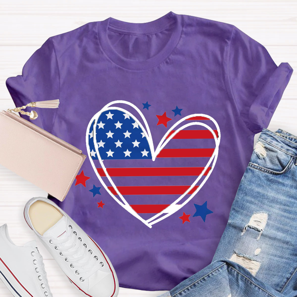 Love Heart USA Teacher T-Shirt
