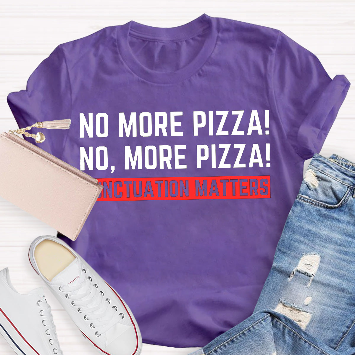 No More Pizza Red Slogan Teacher T-Shirt