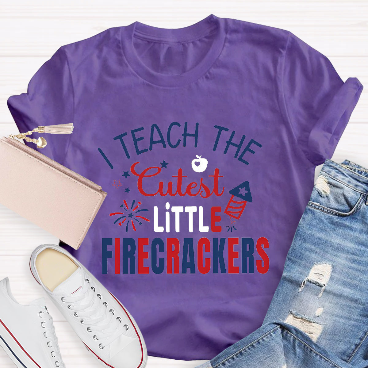 I Teach The Cutest Little Firecrackers Teacher T-Shirt