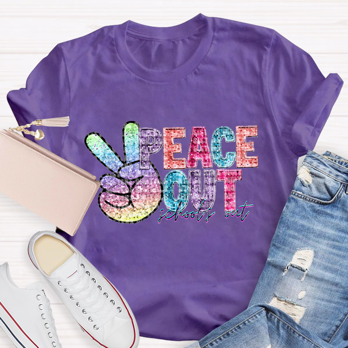 Peace Out Last Day Of School Teacher T-Shirt