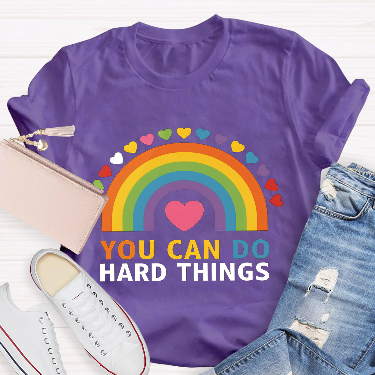 You Can Do Hard things Rainbow Teacher T-Shirt
