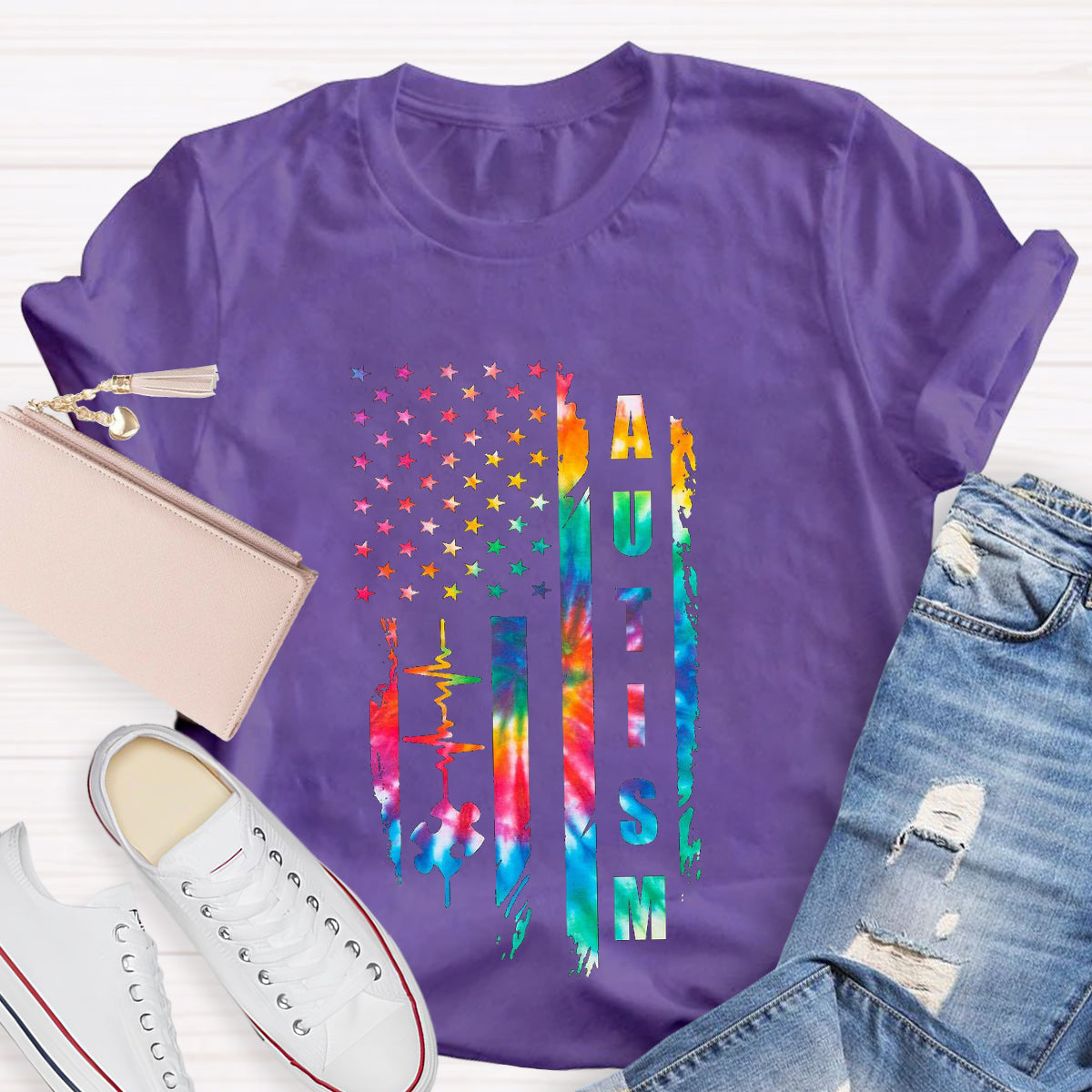 Autism colorful Star Teacher T-Shirt