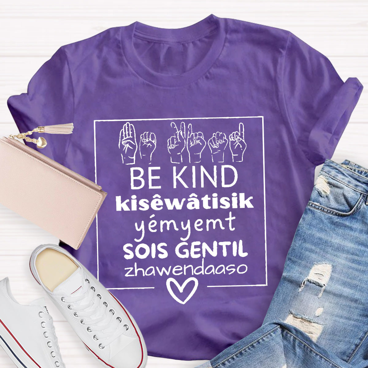Various Languages Be Kind Heart Teacher T-Shirt