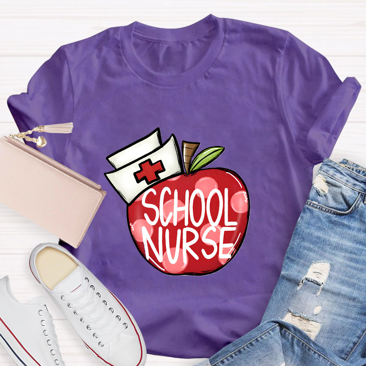 School Nurse Hat With Apple T-Shirt