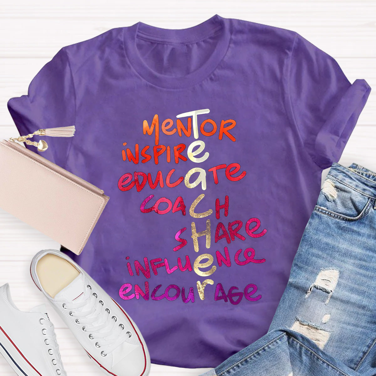 Golden Letters Mentor Teacher T-Shirt