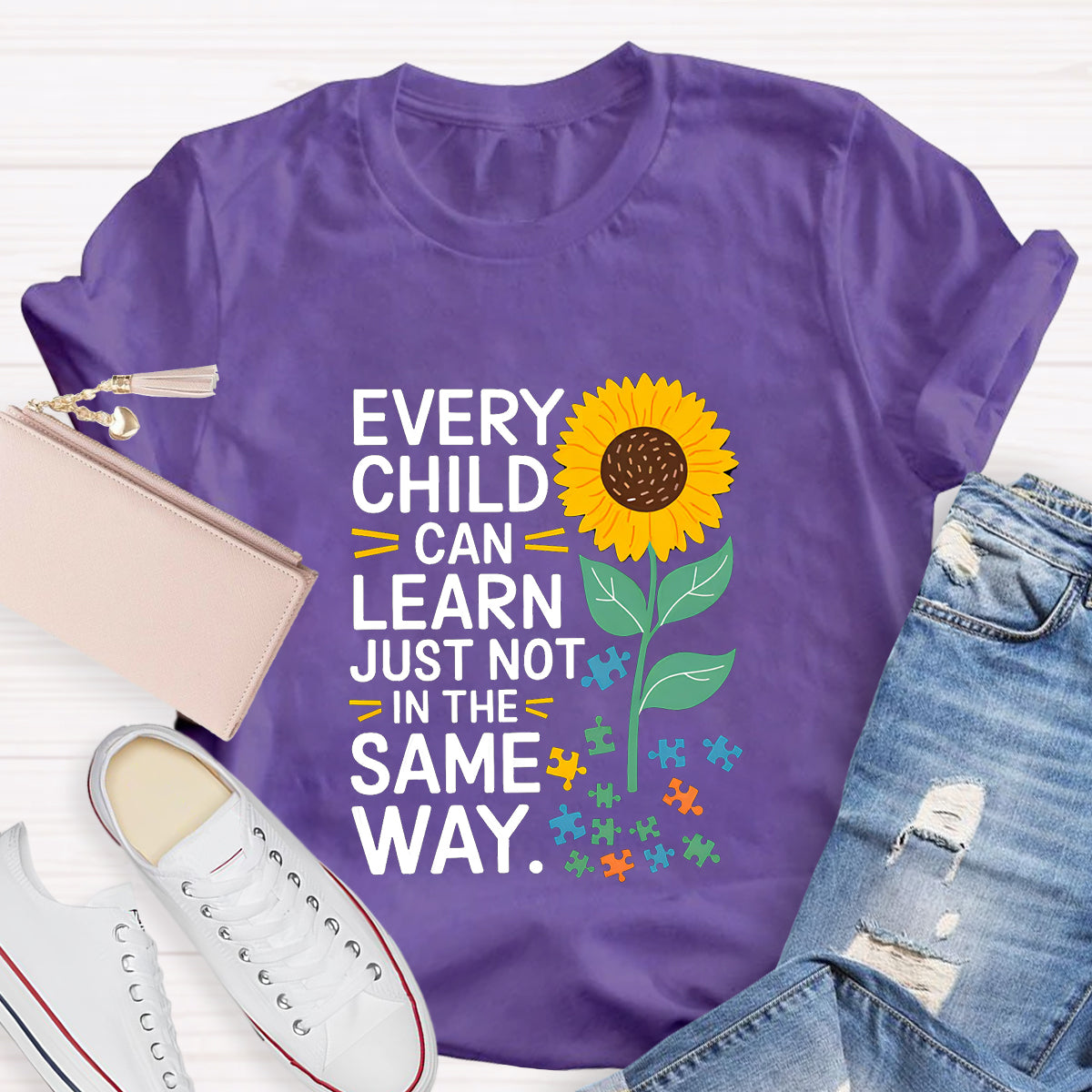 Every Child Can Learn Just Not In The Same Way Sunflower T-Shirt