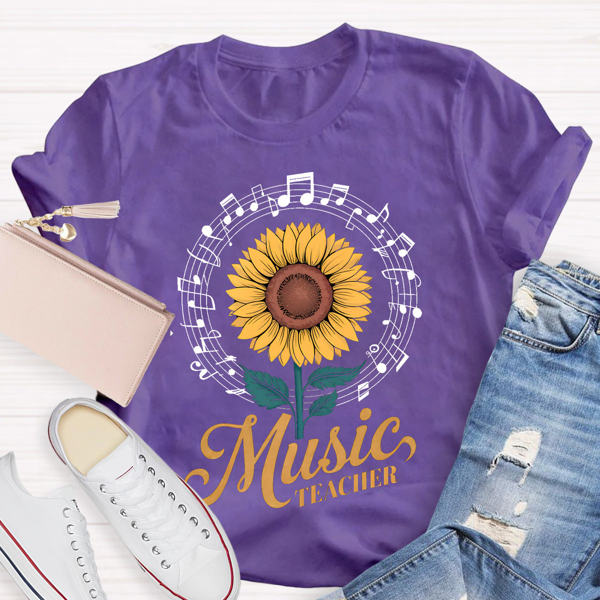 Music Teacher Sunflower Teacher T-Shirt