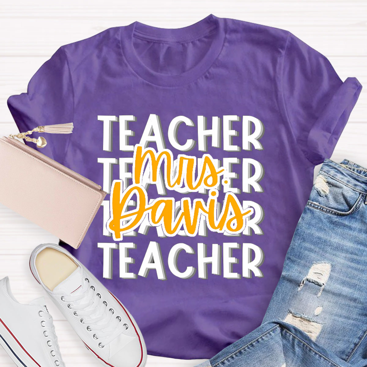 Personalized Name Mrs Davir Teacher T-Shirt