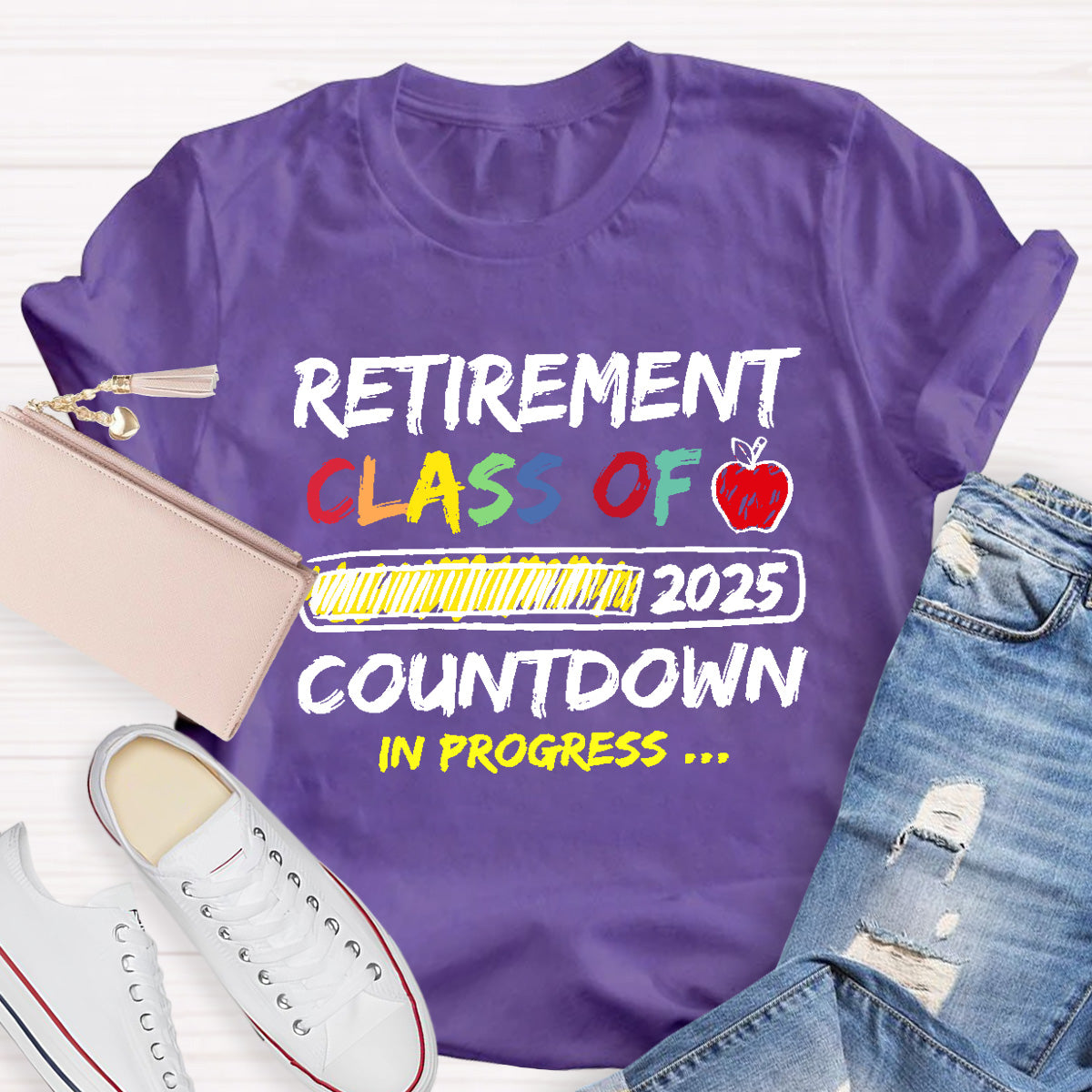 Personalized Retirement Year Class Countdown In Progress Teacher T-Shirt