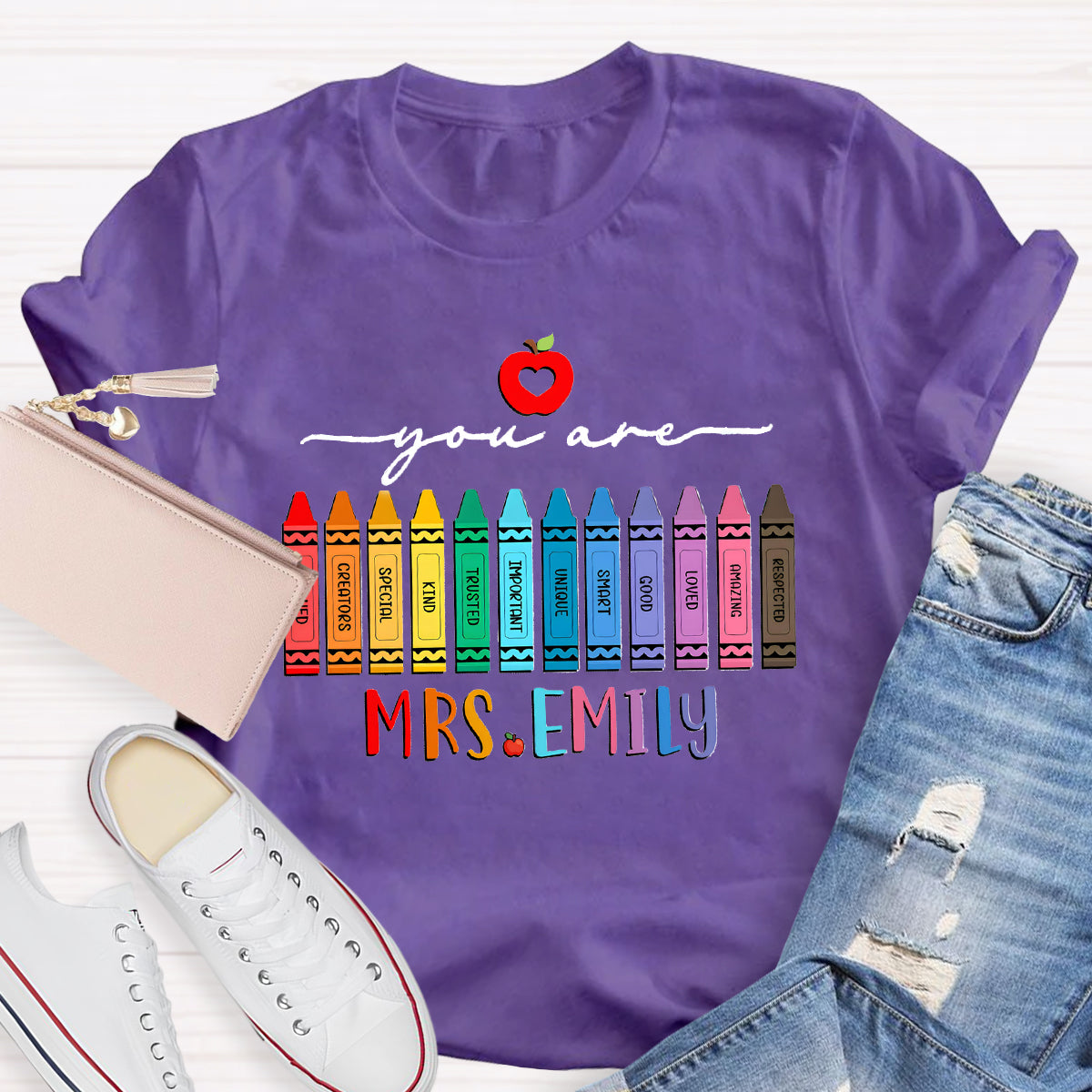 Personalized Name You Are Good Special Crayon Apple T-Shirt