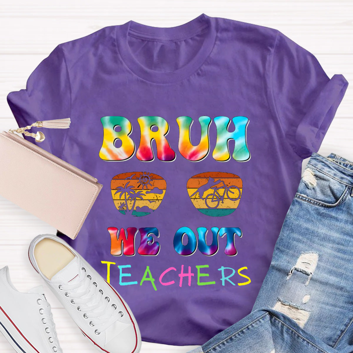 Bruh We Out Sunny Teacher T-Shirt