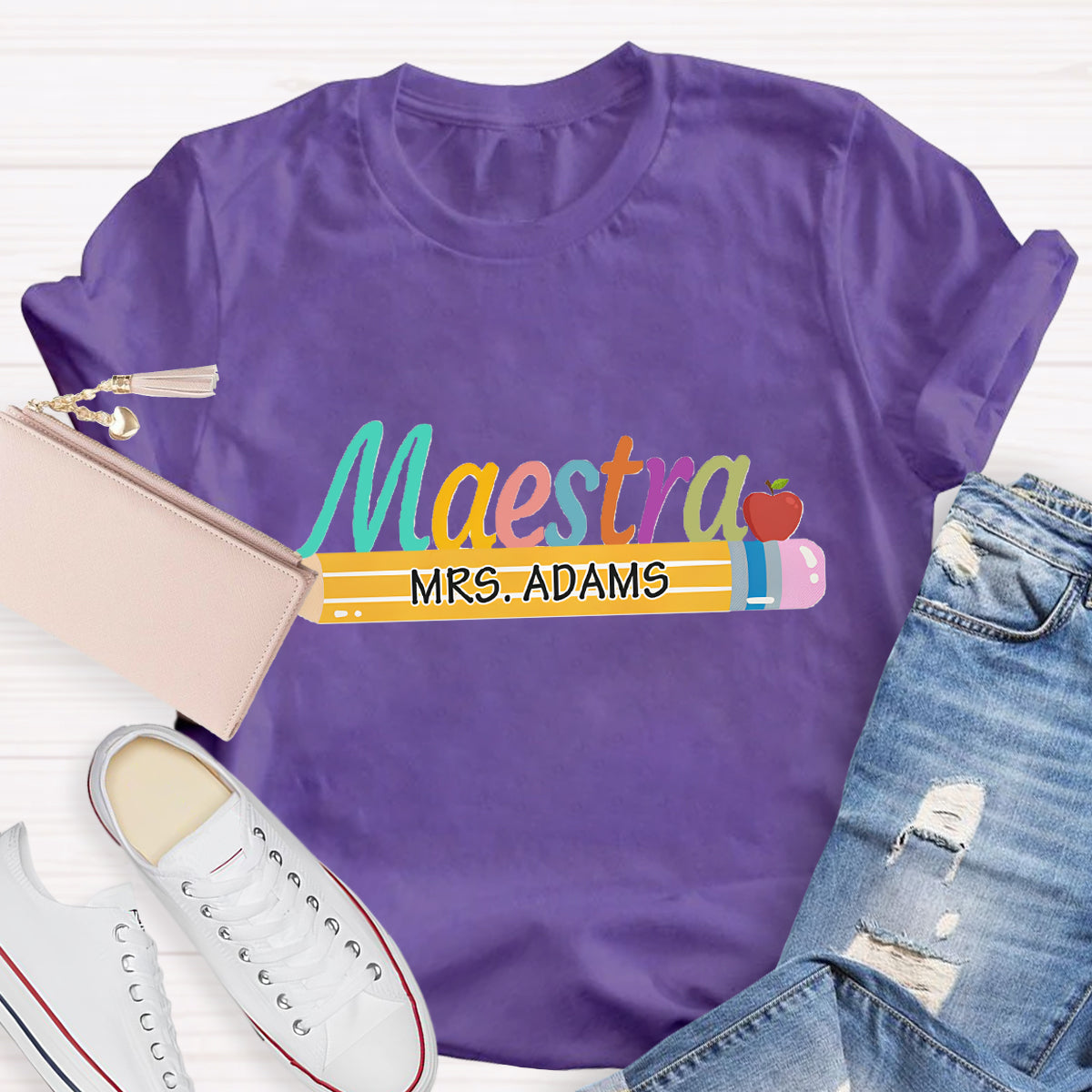 Personalized Maestra Teacher Name Mrs.Adams Teacher T-Shirt