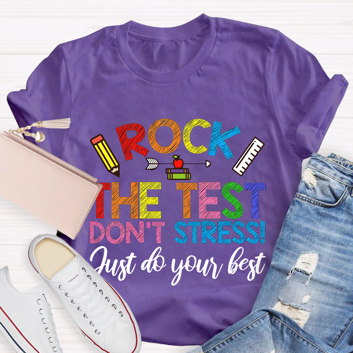 Rock The Test Don't Stress Teacher T-Shirt