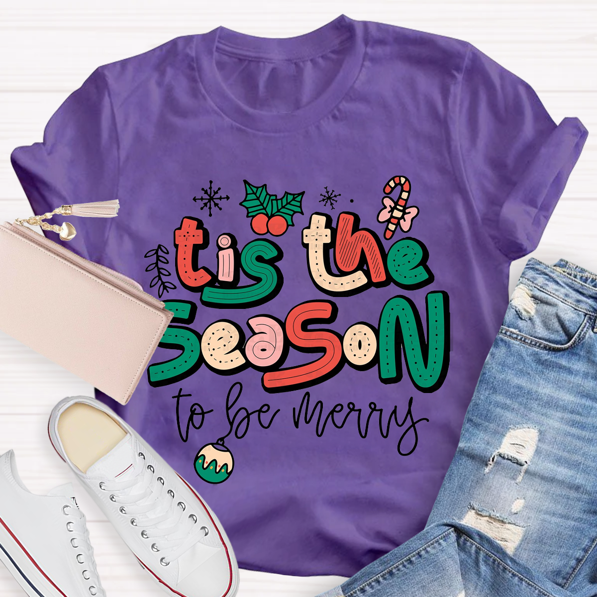 Cute Chrsitmas Tis The Season Teacher T-Shirt