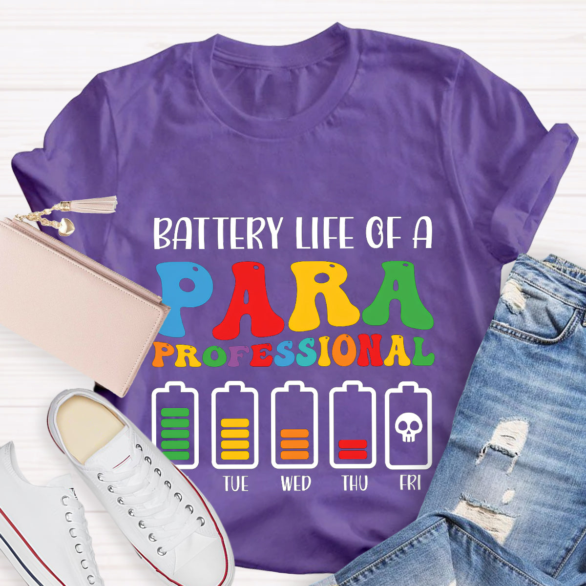 Battery Life of Paraprofessional Teacher T-Shirt