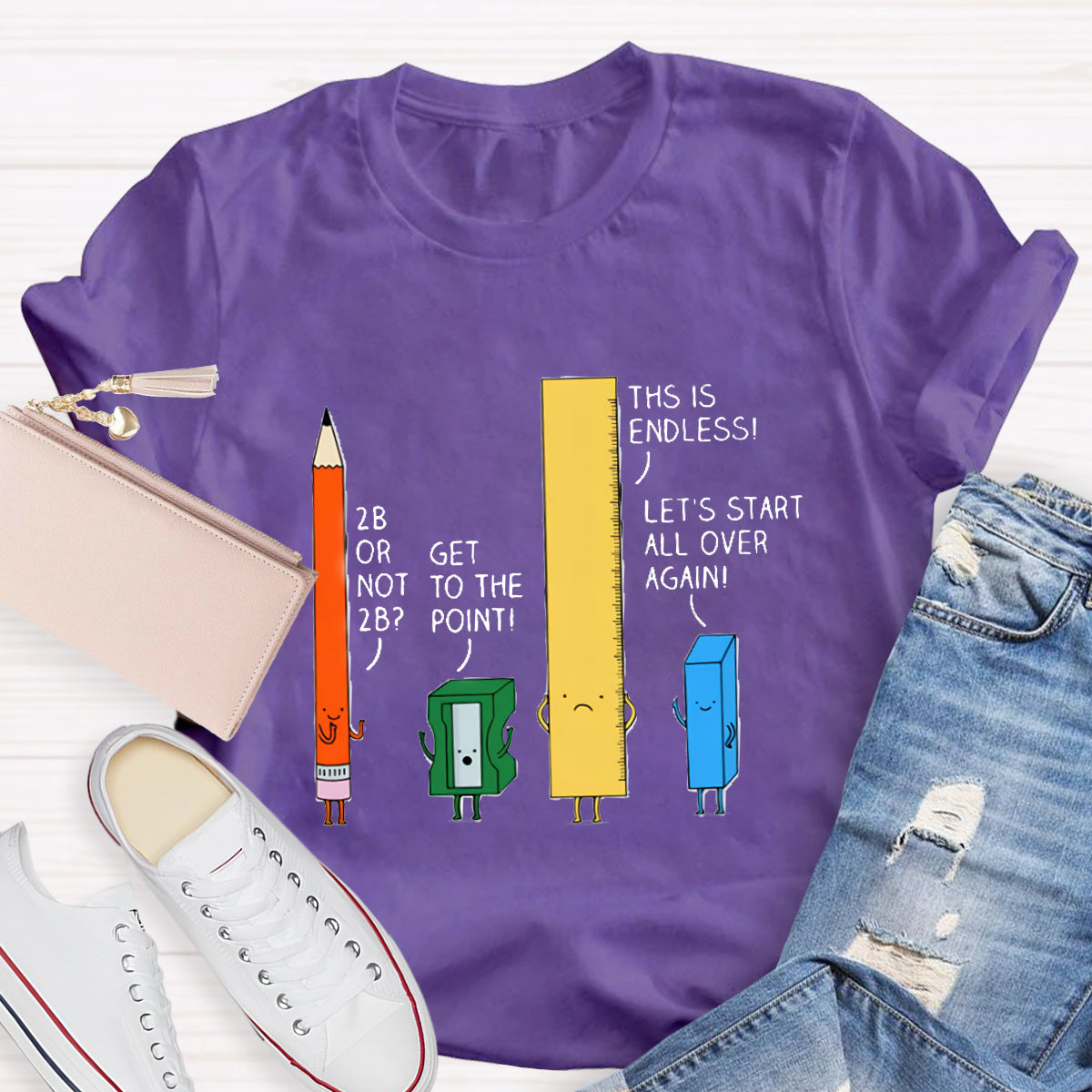 Cute Confused Pencil Pun Teacher T-Shirt