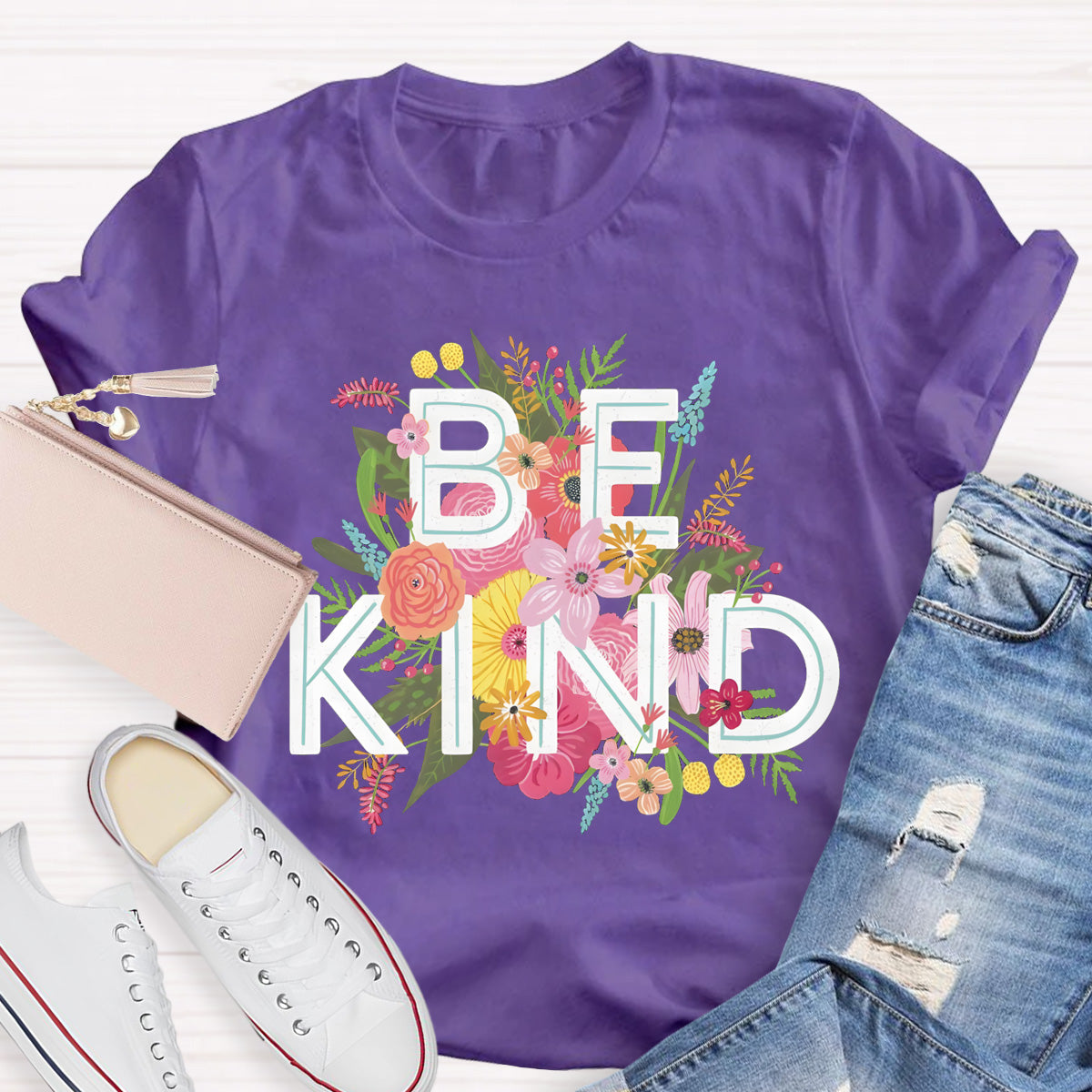 Floral Be Kind Teacher T-Shirt